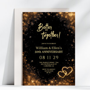 Better Together Gold Heart 50th Anniversary Invitation