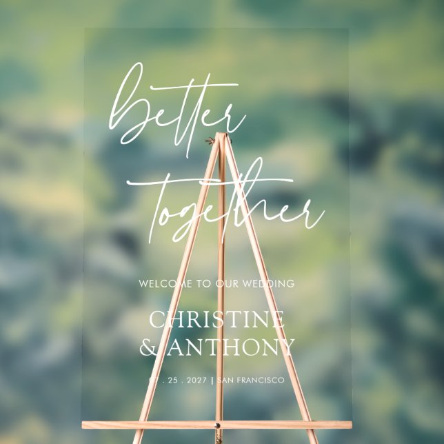 Better Together Hand Lettered Wedding Acrylic Sign (Neutral)