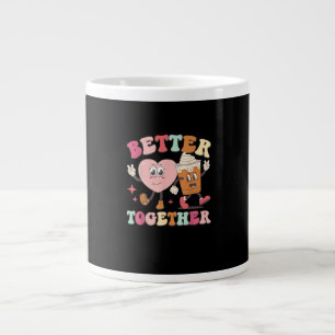 Better Together Heart And Coffee Cute Graphic Styl Large Coffee Mug