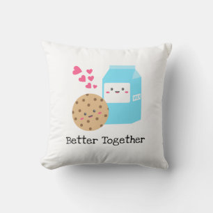 Better Together Kawaii Milk and Cookies Cute Love Cushion