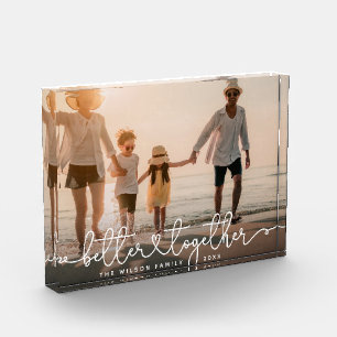 Better Together Modern Script Custom Family Heart Photo Block