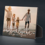 Better Together Modern Script Custom Family Photo Plaque<br><div class="desc">Custom family photo plaque with a modern heart script design reading BETTER TOGETHER alongside your family name and year.</div>