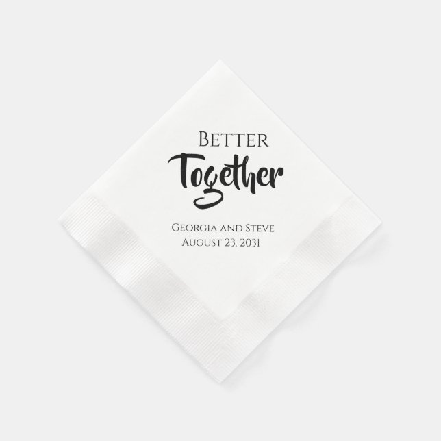 Better Together Personalised Wedding Napkins (Corner)