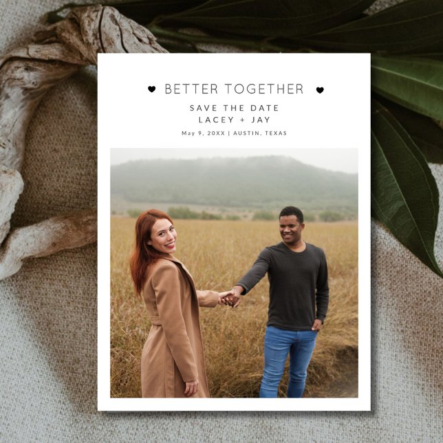 Better Together Photo Wedding Save the Date Announcement Postcard (Better Together Photo Wedding Save the Date Budget Postcard)