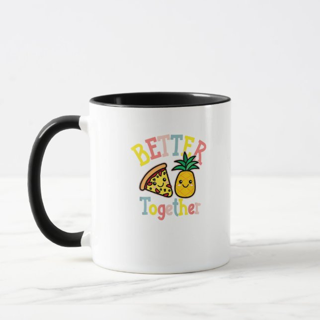 Better Together Pineapple Pizza Funny Couple Kawai Mug (Left)
