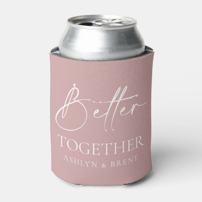 Better Together Pink Wedding Can Cooler/Koozie Cooler (Can Front)