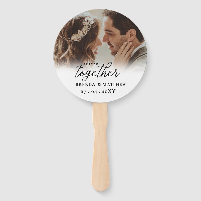 Better Together Script Photo Save The Date Hand Fan (Front)