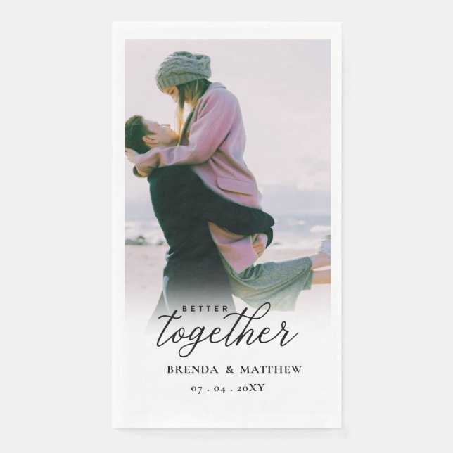 Better Together Script Photo Save The Date Napkin (Front)