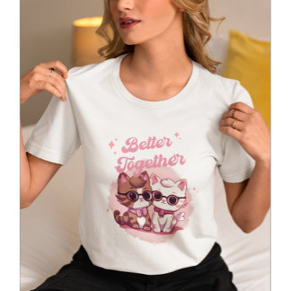 Better Together Shirt, ,Valentine's Day Cat T-Shirt