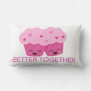 Better Together Two Cupcakes Pink Valentine's Lumbar Cushion