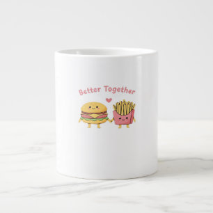 Better Together Valentine Cute Kawaii Burger Fries Large Coffee Mug