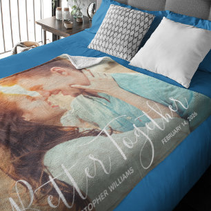 Better Together   Whimsy Typography Couple's Photo Fleece Blanket