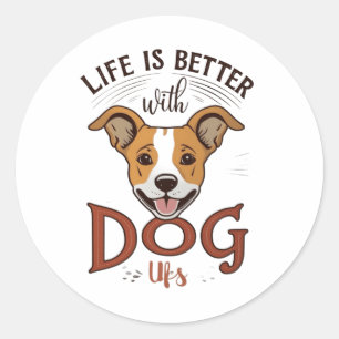 Better With Dogs Classic Round Sticker