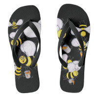 'Betty Bee' Black Flip Flops