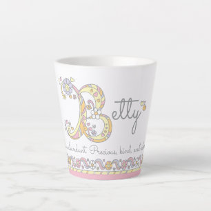 Betty letter B name meaning monogram Latte Mug