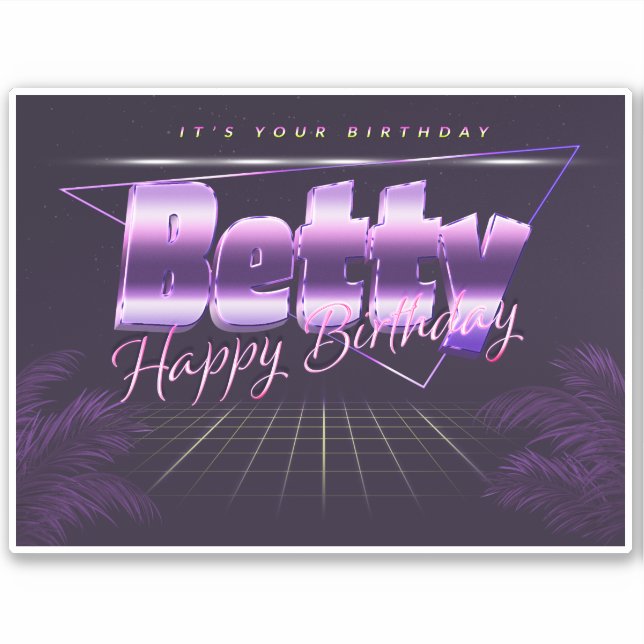 Betty Name First name lila retro Sticker Birthday (Front)