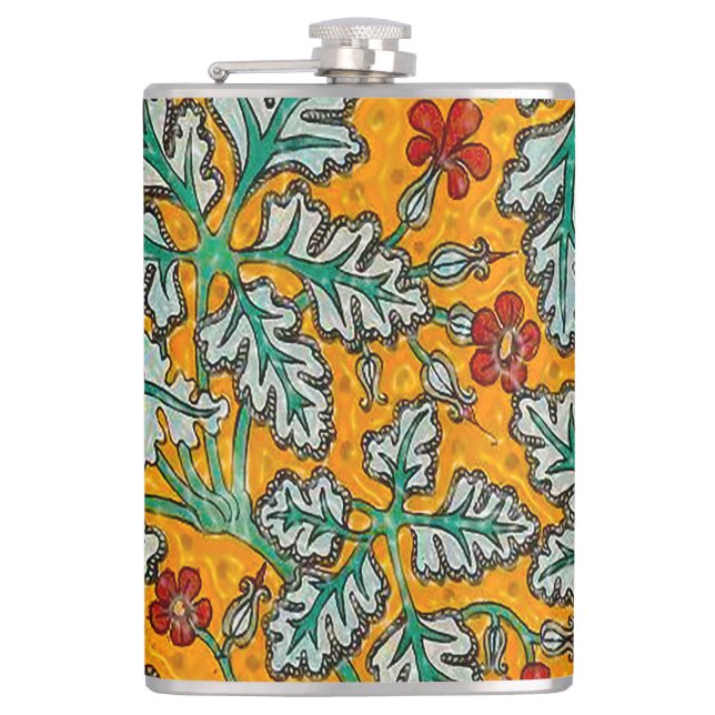 Betty's Yellow Flowers Hip Flask (Front)