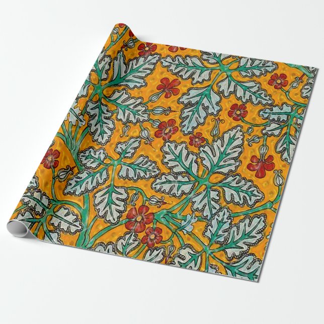 Betty's Yellow Flowers Wrapping Paper (Unrolled)