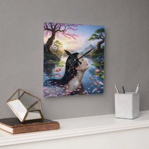 "Between Blossom and Formula"– A Digital Portrait Square Wall Clock