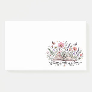 Between books and blooms book lover reader post-it notes