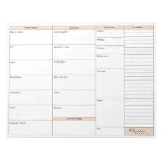 Between Carpools Shabbos Menu Plan Notepad
