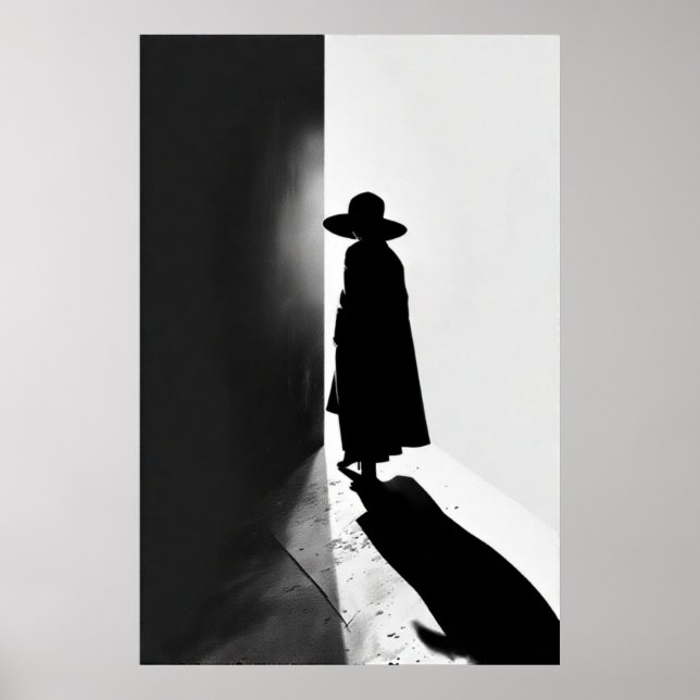 Between Light and Shadow: A Minimalist Silhouette  Poster (Front)