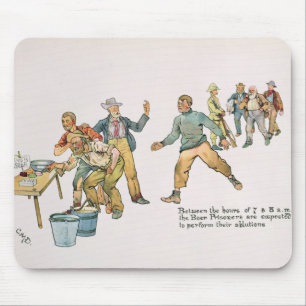 Between the hours of 7 and 8 a.m. mouse pad