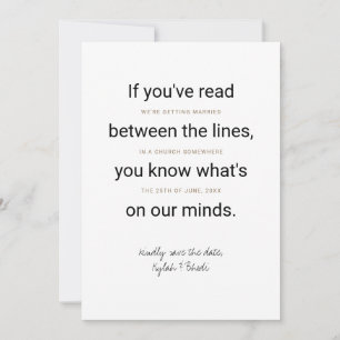 Between the Lines Typography Save the Date card