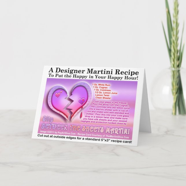 Between the Sheets Valentine Martini Recipe Card (Front)