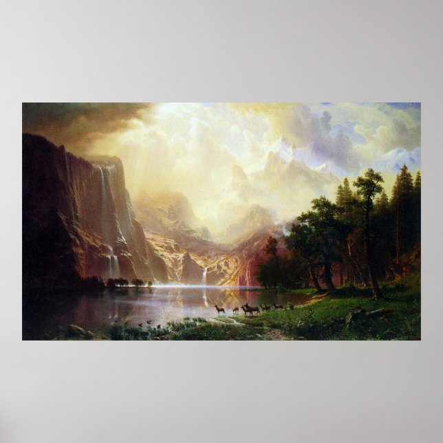Between the Sierra Nevada Mountains by Bierstadt Poster (Front)