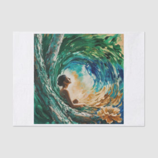 Between the waves of decoupage tissue paper