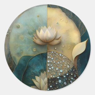 Between Water and Light Lotus Flower Design Classic Round Sticker