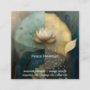 Between Water and Light   Lotus Flower Design Square Business Card