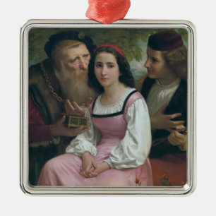 Between Wealth and Love (by Bouguereau) Metal Ornament