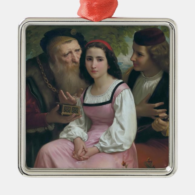 Between Wealth and Love (by Bouguereau) Metal Ornament (Front)