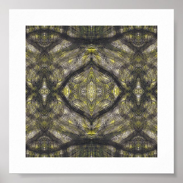 Betwixt Abstract Dark Yellow Black Watercolor Art Poster (Front)