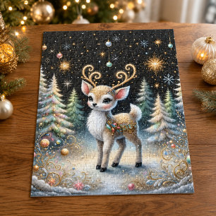 Beuatiful Reindeer Woodland Christmas Jigsaw Puzzle