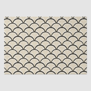 Beuge and black art-deco abstract flowers pattern tissue paper