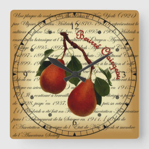 Beurré Clairgeau Pear ~ Ulysses Prentiss Hedrick ~ Square Wall Clock