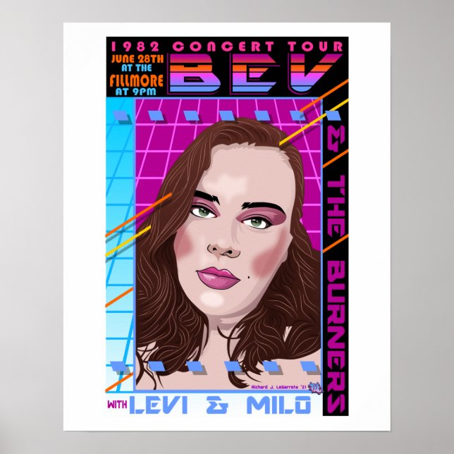 Bev and the Burners concert poster Marissa inspire (Front)