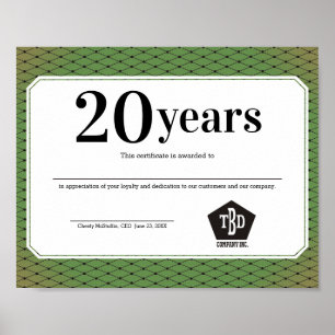 Bevel universal employee anniversary certificate poster