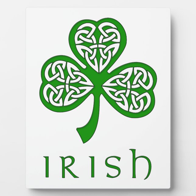 Beveled Celtic Knot Shamrock over Irish text Plaque (Front)