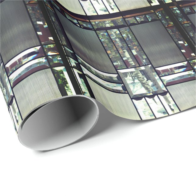 Beveled glass birch trees metallic silver modern wrapping paper (Roll Corner)
