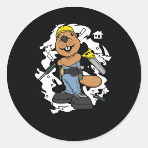 Bever the Builder Classic Round Sticker