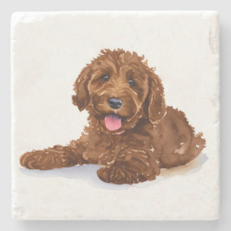 Beverage coaster with Chocolate Labradoodle