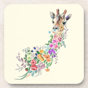 Beverage Coaster with Floral Giraffe