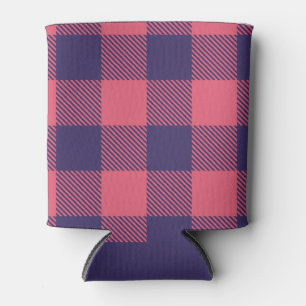 Beverage Cooler Hot Pink Magenta Indigo Plaid