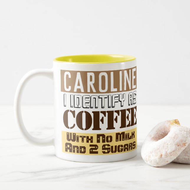 Beverage Instructions with Name Two-Tone Coffee Mug (With Donut)