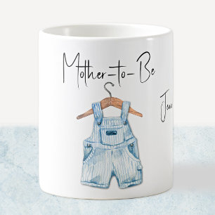 Beverage Mug Mother-to-Be Vintage Blue Overalls