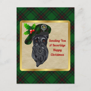 Beveridge Clan Badge & Tartan Christmas Postcard